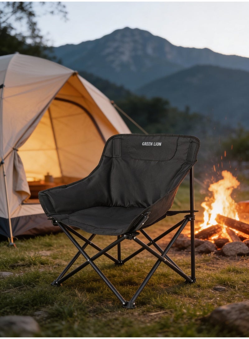 جرين ليون كرسي تخييم محمول، كرسي قابل للطي مع حقيبة تخزين جانبية، كرسي قابل للطي للصيد، الشاطئ والسفر، إطار فولاذي متين، قماش أكسفورد، خفيف الوزن، سهل الحمل للأنشطة الخارجية، النزهات، والمشي. - Image 2